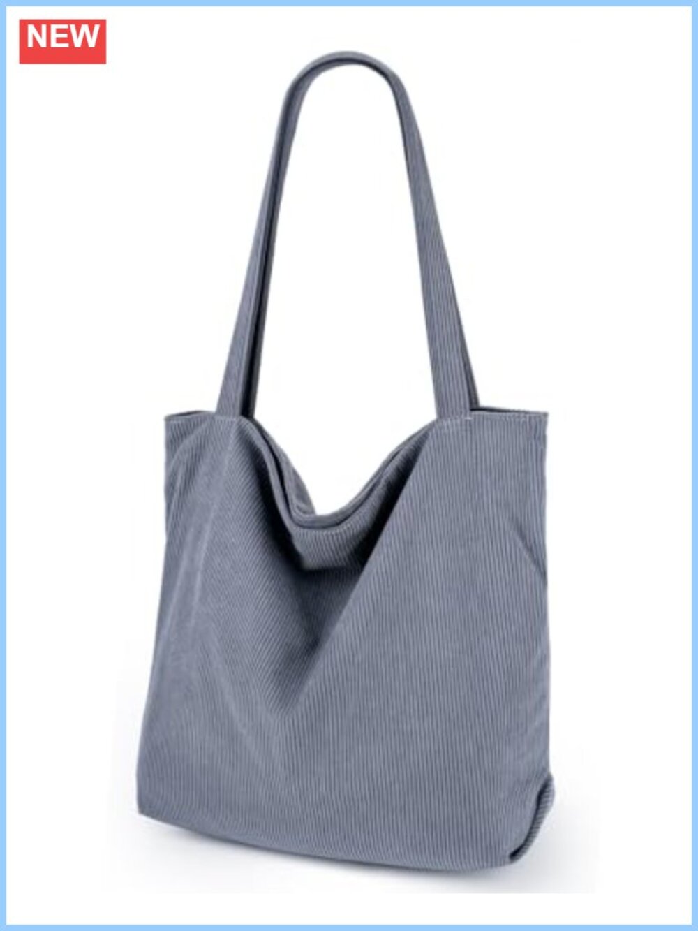 Corduroy Tote Bag with Zipper, Large Capacity Shoulder Handbag, Inner Pockets